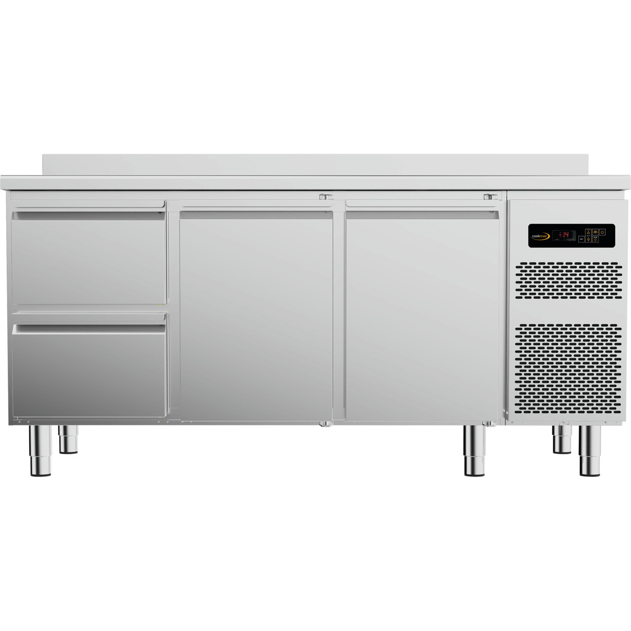 Kühltisch GN 1/1, 2 Türen, 2 Schubladen, Korpushöhe 650 mm, o. Arbeitsplatte